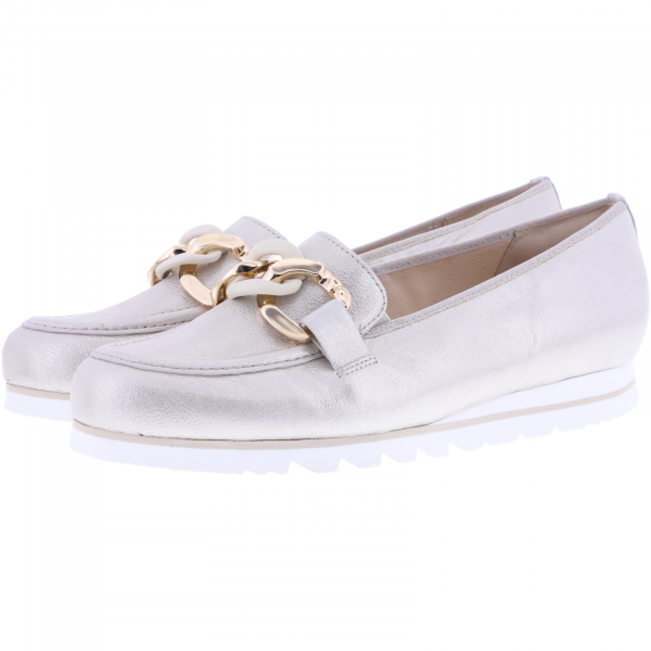 Hassia / Pisa / Platin Gloss Leder / Wechselfußbett / Art: 5-301547-7500 / Damen Slipper