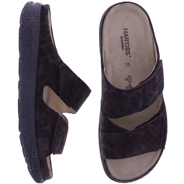 Hartjes | Groove | Dunkelbraun-Leo | Leder | Weite: H | 1221220-7700 | Damen Pantoletten