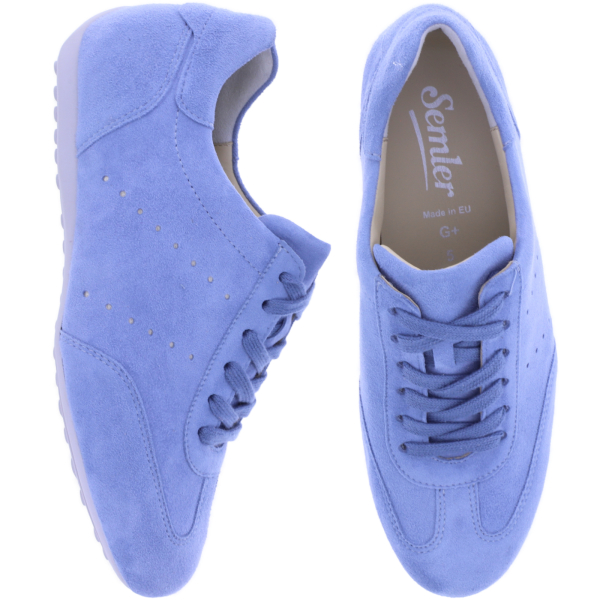 Semler | Nele | Aqua-Hellblau | Samt-Nubukleder | Weite: G+ | N6086 | Damen Komfort-Sneaker