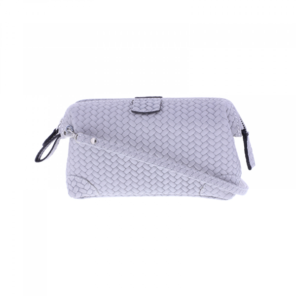 F. Hammann / Premium Mini Doc Bag Handtasche / Grau Flecht Kalbsleder / Made in Germany