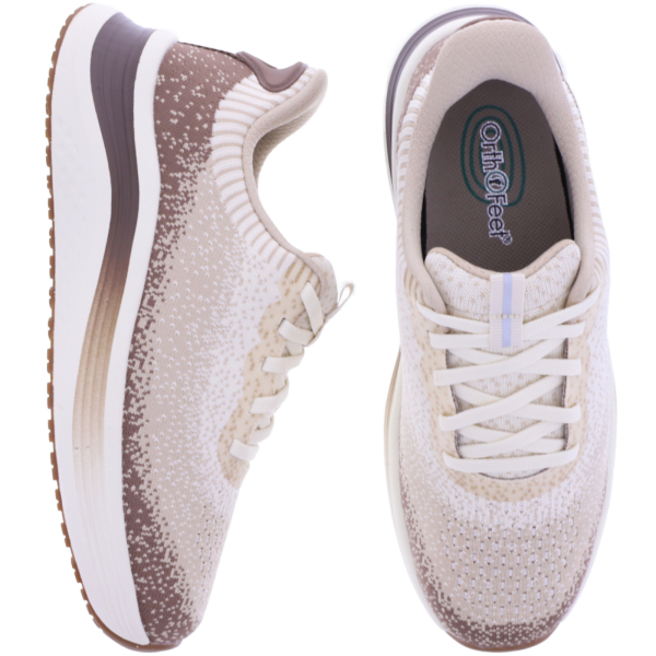 Orthofeet® | Nira | Taupe-Nutmeg | Hands-Free Schuhe mit Fersendämpfung | Damen Schnürer