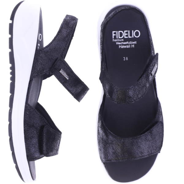 Fidelio | Hawaii | Schwarz Spettro | Metallicleder | Weite: H | Damen Hallux Sandalen