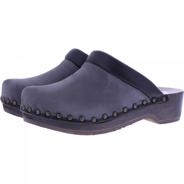 Berkemann / Soft-Toeffler / Graphit Softnubukleder / Art: 00412-093 / Unisex Holzclogs