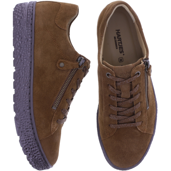 Hartjes | Phil | Cognac-Braun | Veloursleder | Weite: H | 1621401-5300 | Damen Sneakers