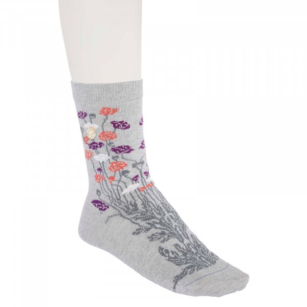 Birkenstock Damen Socken - Cotton Bling Flowers - Light Grey