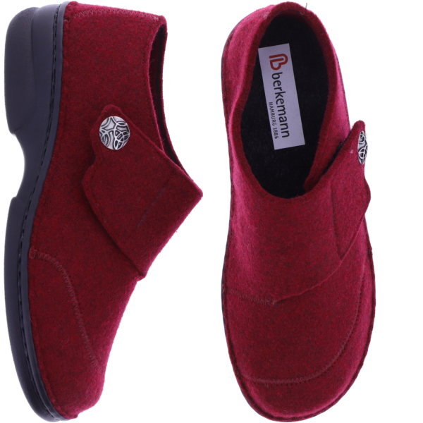 Berkemann | Jarla | Dunkelrot Filz | Form: Davos | Weite: G | 03558-258 | Damen Filzhausschuhe