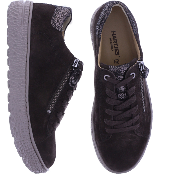 Hartjes | Phil | Dunkelbraun-Altgold | Veloursleder | Weite: H | 1621401-7736 | Damen Sneakers