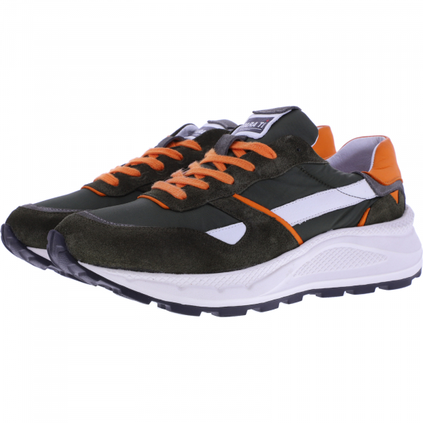 ParaTi / Modell: Porto / Kaki-Orange / Leder-Textil / Art: 4325-A07 / Premium Herren Sneakers