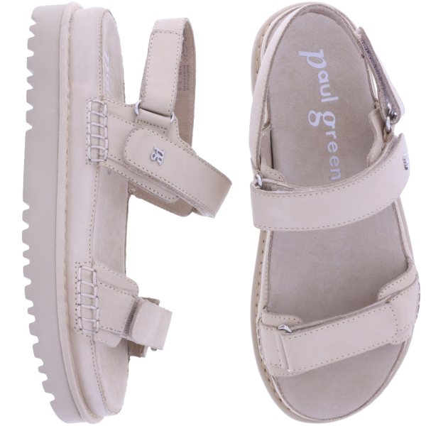 Paul Green | 6175-049 | Beige | Weiches Kalbsnubukleder | Damen Komfort Sandale