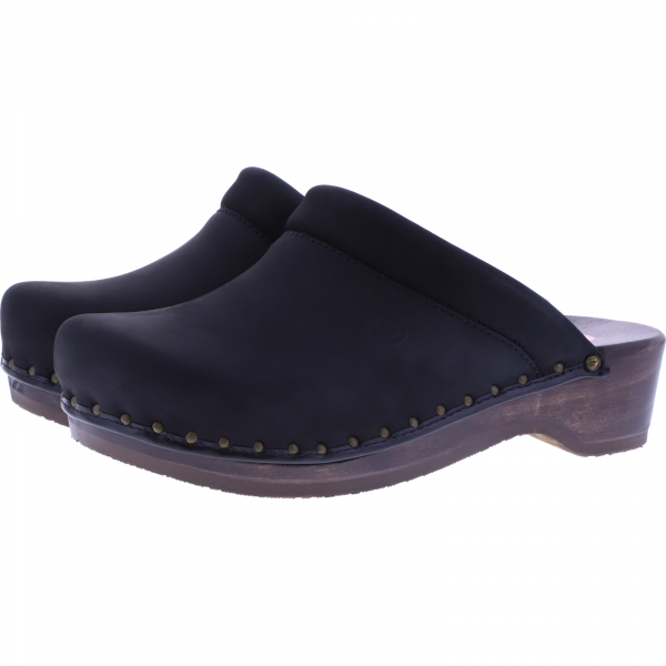 Berkemann / Soft-Toeffler / Schwarz Kalbsfettleder / Art: 00412-031 / Unisex Holzclogs