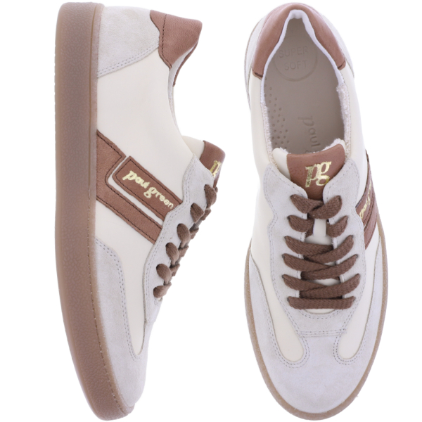 Paul Green | 5437-149 | Beige-Braun Vintage Look | Weiches Kalbsleder | Damen Sneaker