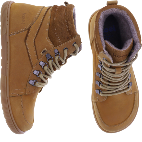 Koel | Fox | Miel-Hellbraun | Hydroleder mit Wollfilzfutter | Damen Barfußstiefelette