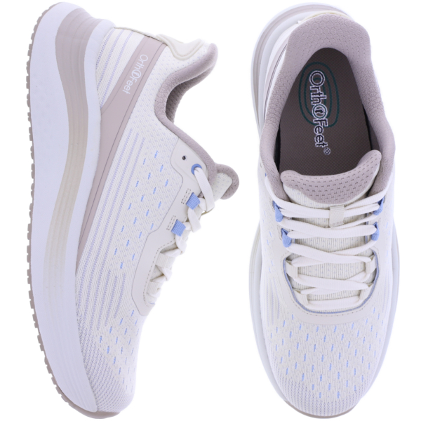 Orthofeet® | Dart | Taupe-Slate Blue | Hands-Free Schuhe mit Fersendämpfung | Damen Schnürer