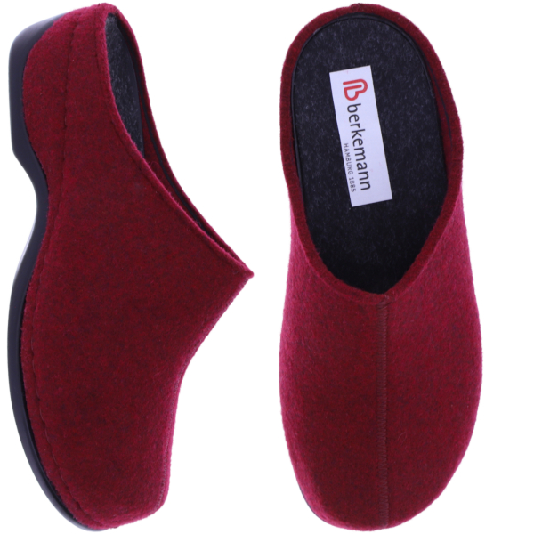 Berkemann | Florina | Dunkelrot Filz | Form: Melbourne | 01025-258 | Damen Hausschuhe