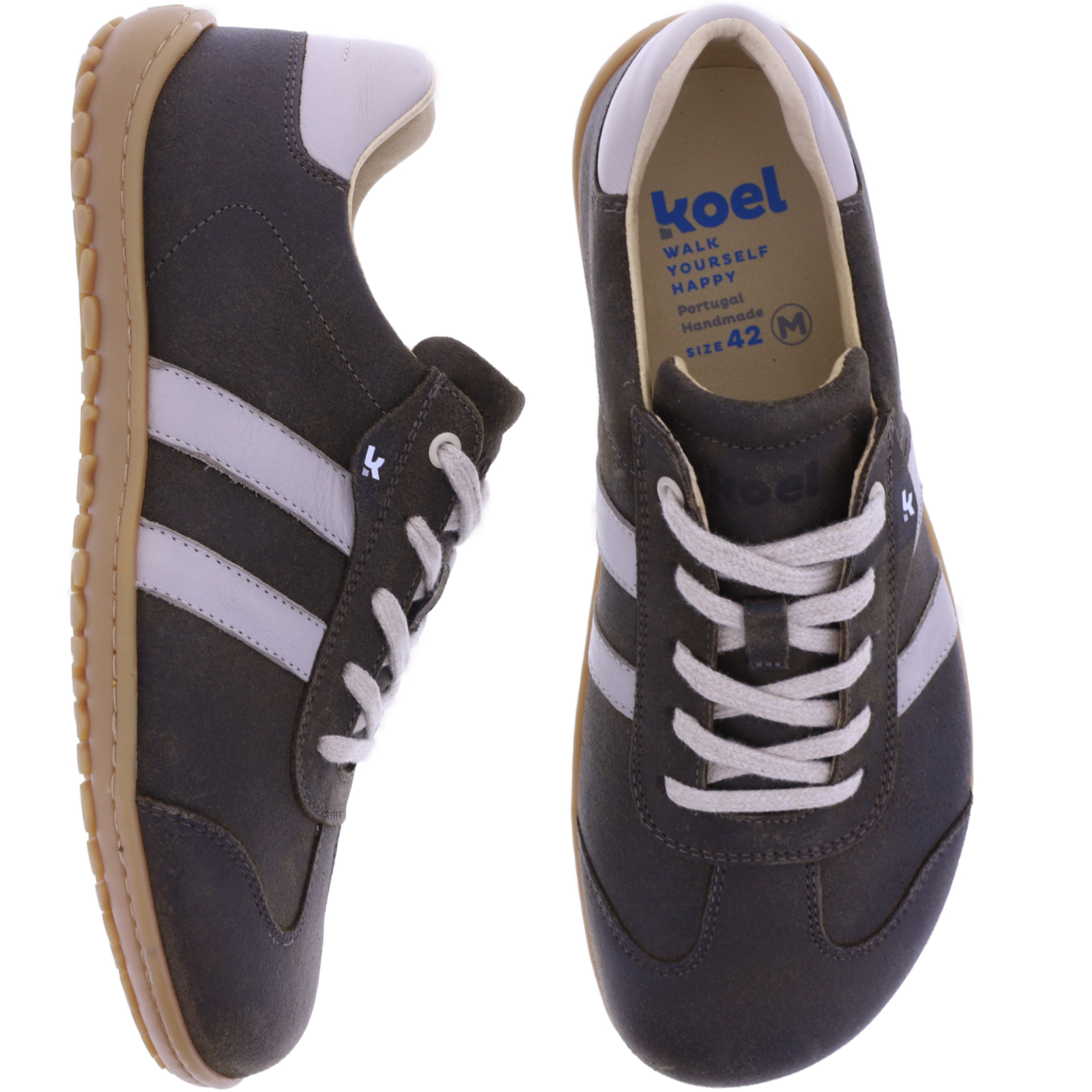 KOEL Barefoot Sneakers Herren - Graue Barfußschuhe Aus Leder