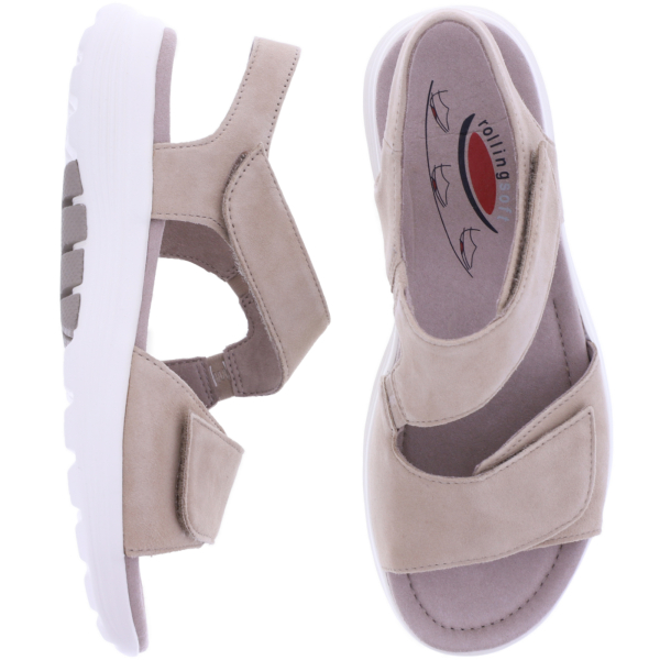 Rollingsoft by Gabor | Damen Aktiv Sandalen | Sand Samtchevreau-Leder | mit Klettverschluss