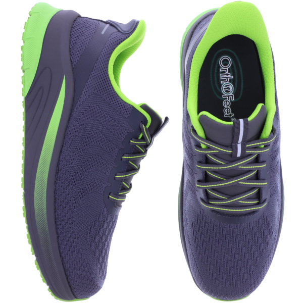 Orthofeet® | Tilos | Dark Gray-Lime | Hands-Free Schuhe mit Fersendämpfung | Herren Schnürer