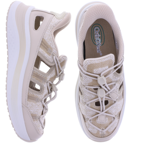 Orthofeet® | Venus | Beige | Hands-Free Schuhe mit Fersendämpfung | Damen Sandalen