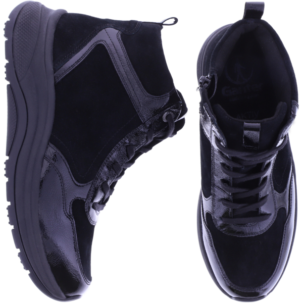 Ganter AKTIV | High Flyer | Schwarz Knautschlack | Weite: H | Leder | 0-201872-0100 | Damen Booties
