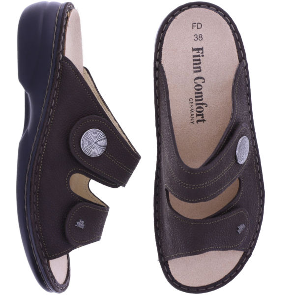 Finn Comfort | Sansibar | Espresso-Braun | Wechselfußbett | 02550-834025 | Damen Pantoletten
