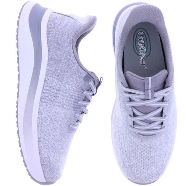 Orthofeet® | Nira | Light Gray Hellgrau | Hands-Free Schuhe mit Fersendämpfung | Damen Schnürer