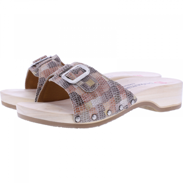 Berkemann / Hamburg / Beige/Braun Multiboa Leder / Art: 00110-440 / Damen Holzsandalen