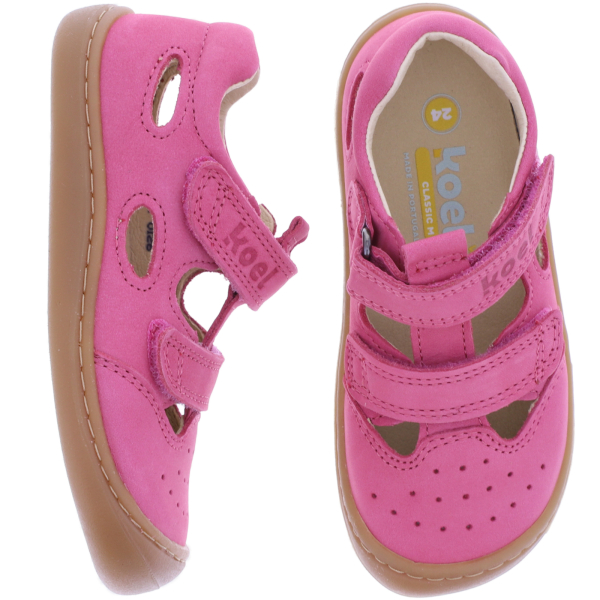 Koel Kids | Bep | Fuchsia | Nappaleder | Kinder Barfußschuhe mit Klett