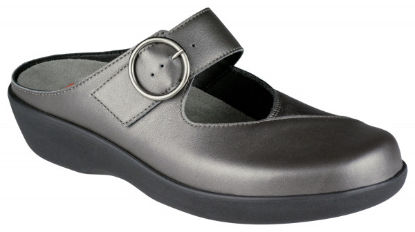 Berkemann / Modell: Robina / Metallgrau Leder-Stretch / Form: Arona / Art: 05052-609 / Damen Clogs