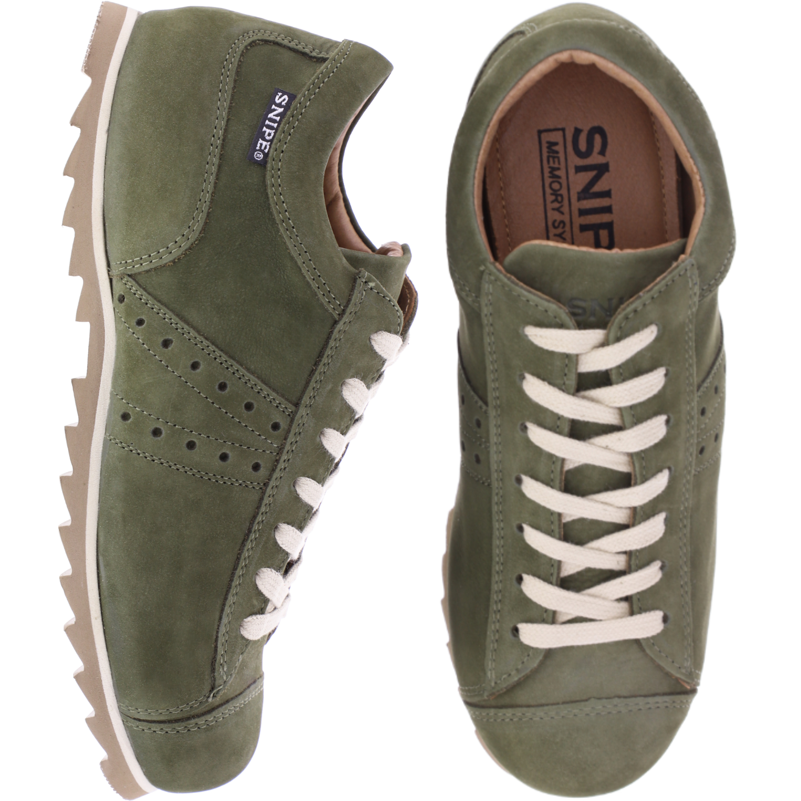 Snipe Rippel Sport | Khaki-Oliv Nubukleder | Unisex Schnürschuhe