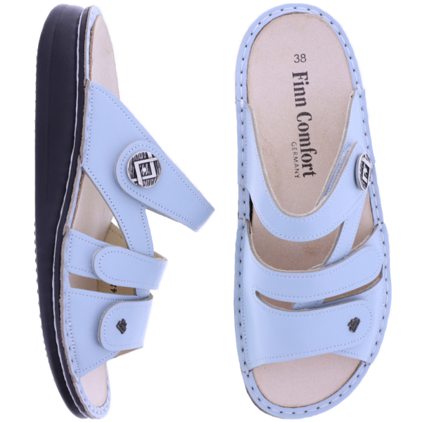 Finn Comfort | Agueda | Sky-Hellblau| Leder | Wechselfußbett | 01538-846214 | Damen Pantoletten