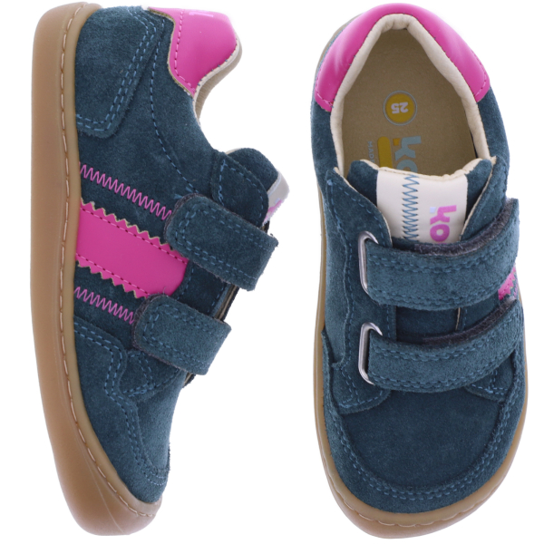Koel Kids | Bali 3.0 | Turquoise-Pink | Leder | Kinder Barfußschuhe mit Klett