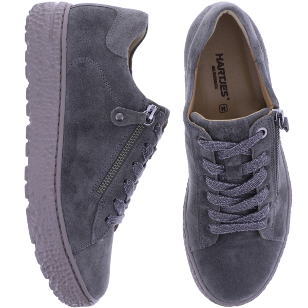Hartjes | Phil | Khaki-Dunkelgrau | Veloursleder | Weite: H | 1621401-7000 | Damen Sneakers