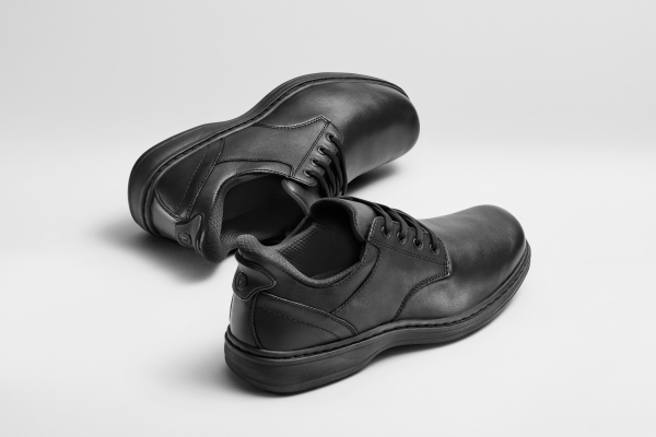 Orthofeet® | Claude | Schwarz Leder | Hands-Free Schuhe mit Fersendämpfung | Herren Schnürer