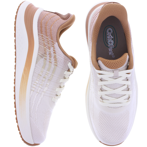 Orthofeet® | Nira | Copper-Gold Beige | Hands-Free Schuhe mit Fersendämpfung | Damen Schnürer