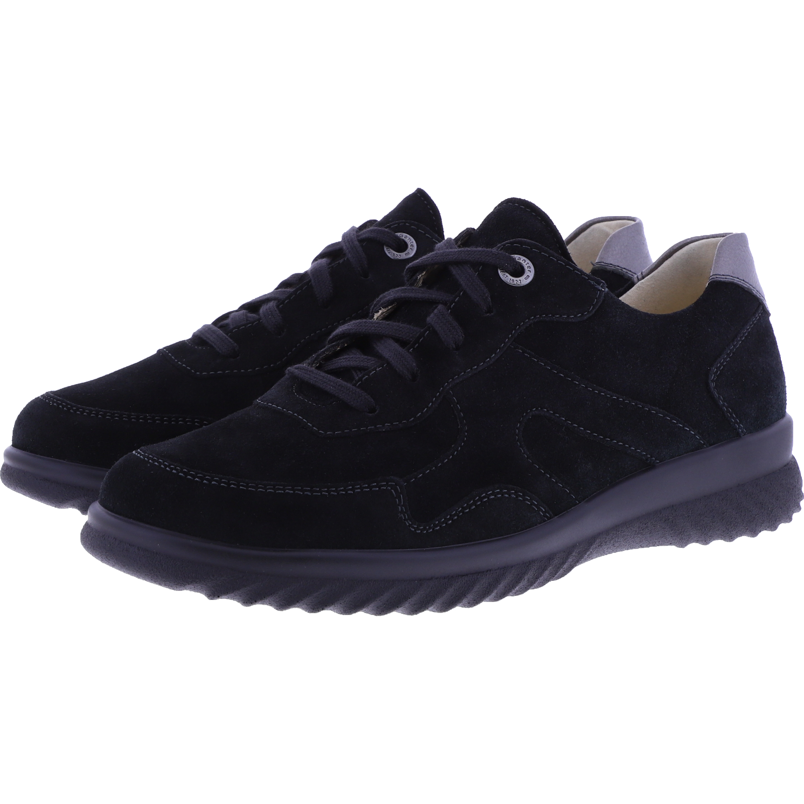 Ganter / Heike / Schwarz Casualvelours / Weite: H / Kalbsleder / 6-204522-0100 / Damen Schnürer