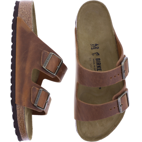 Birkenstock | Arizona | Cognac-Braun | Naturleder | Weite: Normal | 1028272 | Herren Pantoletten