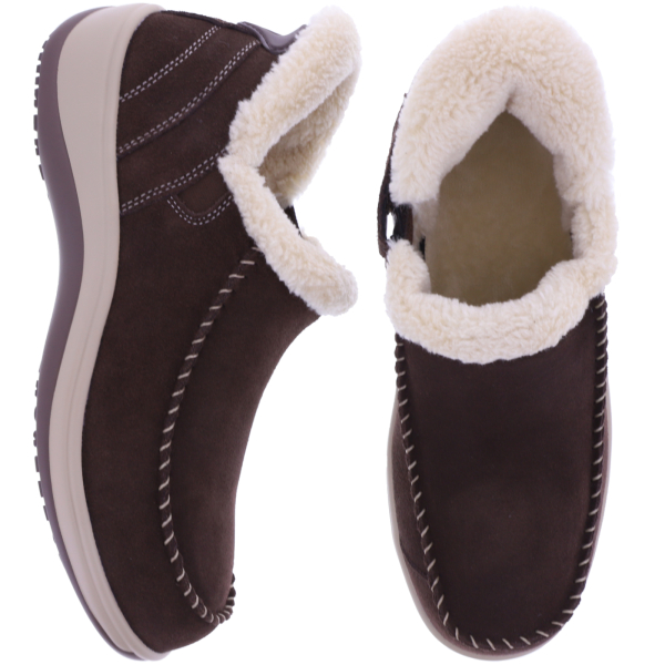 Orthofeet® | Lorin | Braun-Espresso | Hands-Free Slipper mit Fersendämpfung | Damen Hausschuhe