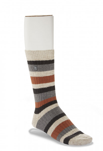 Birkenstock Herren Socken - Slub Stripes - Auburn - Grau/Braun/Hellgrau