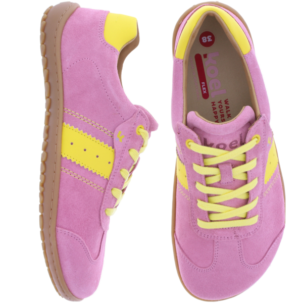 Koel | Ila 3.0 | Blossom-Rosapink-Gelb | Veloursleder | Damen Barfußschuhe