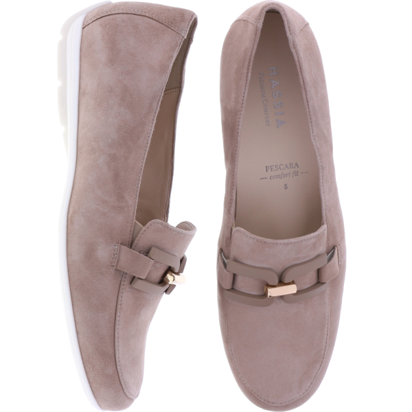 Hassia / Pescara / Cappuccino Samtziege / Wechselfußbett / 7-301742-2300 / Damen Slipper
