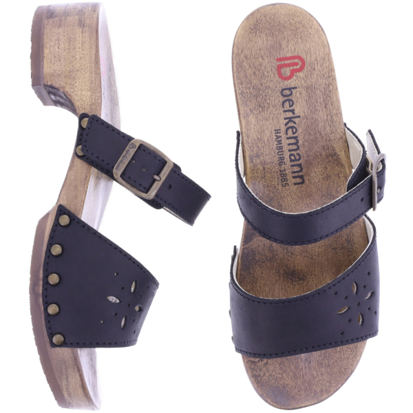 Berkemann | Helgoland | Schwarz Fettleder | *Exklusiv bei HOUSEOFSHOES* | Damen Holzsandalen