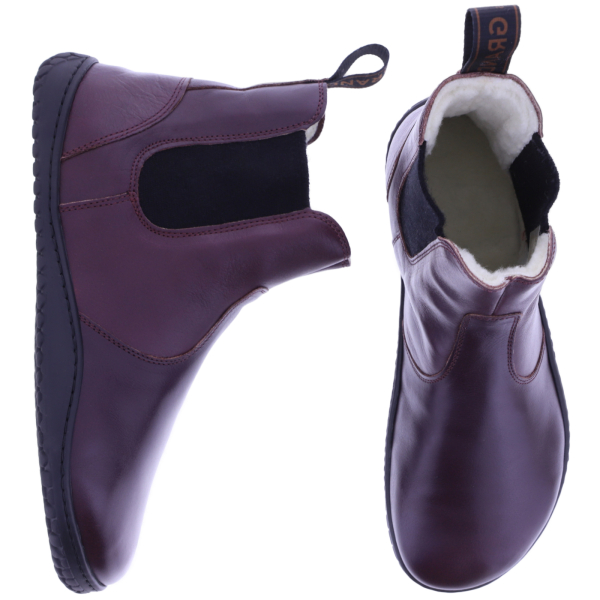 Grand Step Shoes | Kim Barefoot | Plum-Bordeaux | Nappaleder mit Wollfutter | Damen Barfußschuhe