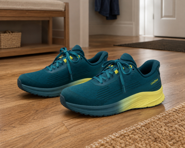Orthofeet® | Dash | Deep Sea Green/Yellow | Hands-Free Schuhe mit Fersendämpfung | Herren Schnürer