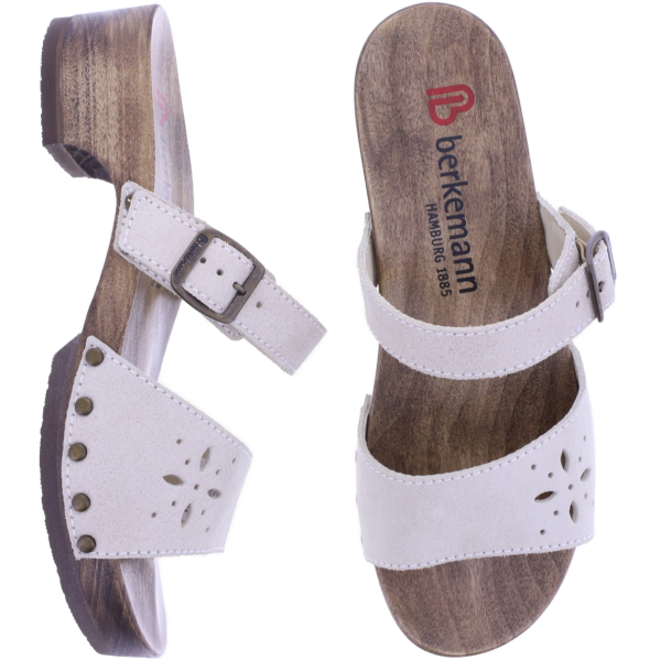 Berkemann | Helgoland | Beige Shiny Leder | *Exklusiv bei HOUSEOFSHOES* | Damen Holzsandalen