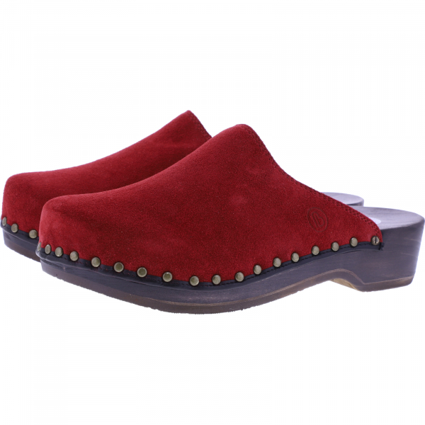 Berkemann / Natur-Toeffler / Lava Rot Veloursleder / Art: 00407-080 / Unisex Holzclogs