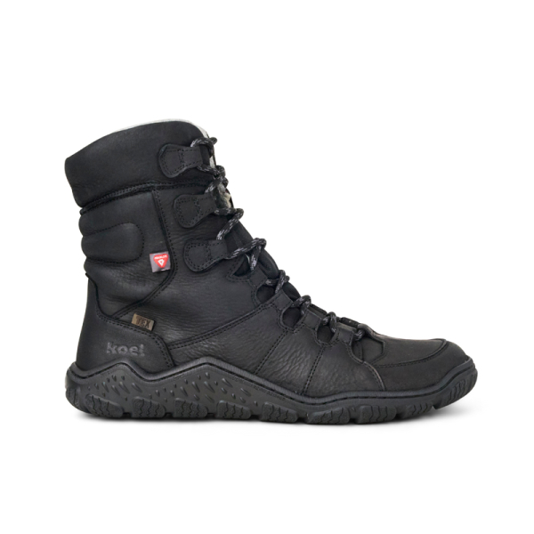Koel | Riso | Schwarz | Fettleder mit Merinowollfutter und Tex | Herren Barfußstiefelette