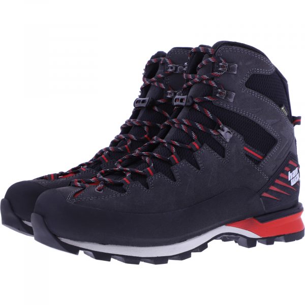 Hanwag / Modell: Makra Pro GTX / Asphalt-Red / Leder / Gore-Tex / Herren Wanderstiefel