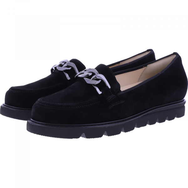 Hassia / Pisa / Schwarz Softvelour / Wechselfußbett / 6-301578-0100 / Damen Slipper