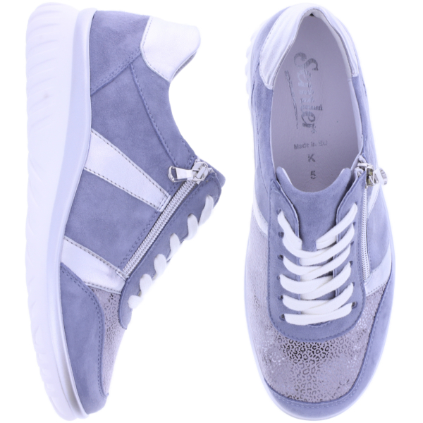 Semler | Larissa | Sky-Silber | Nubukleder-Stretch | Weite: K | L8315 | Damen Komfort-Schnürer