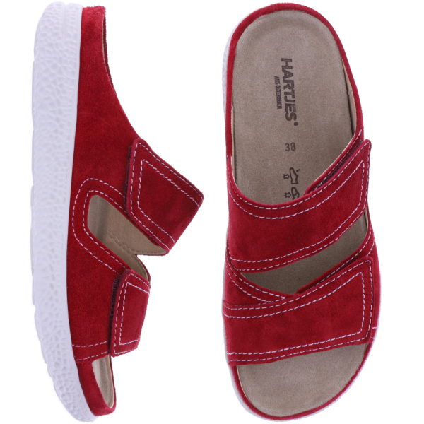 Hartjes | Groove | Rot | Veloursleder | Weite: H | 1221222-2700 | Damen Pantoletten